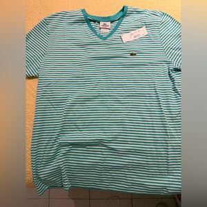 Lacoste Men's Aqua Striped Tee